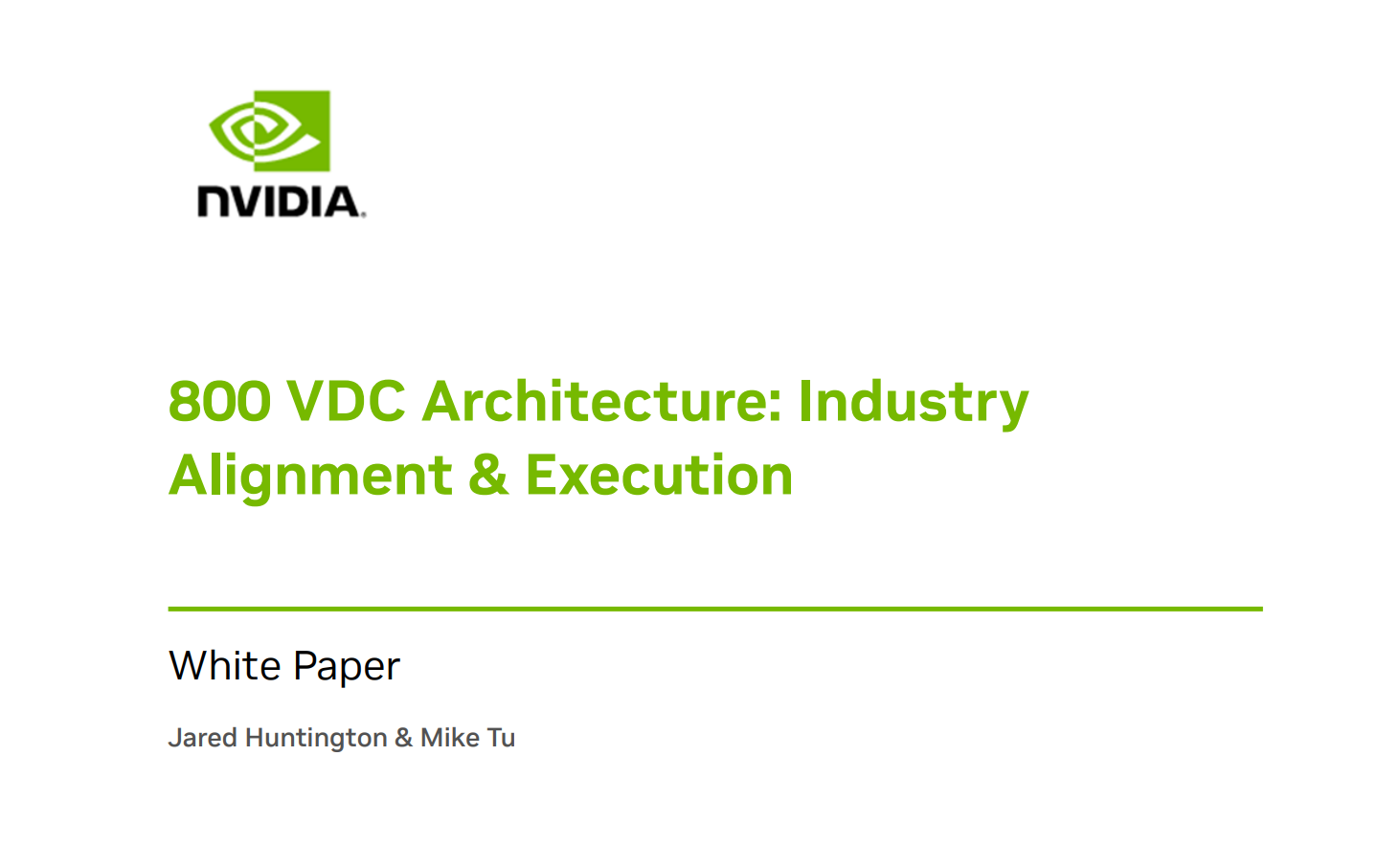 800 VDC Architecture: IndustryAlignment & Execution